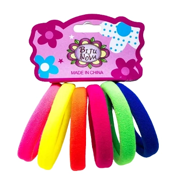 Amarrador De Cabelo Elastico De Meia Liso 5.5 Cm Cartela C/ 6 D090