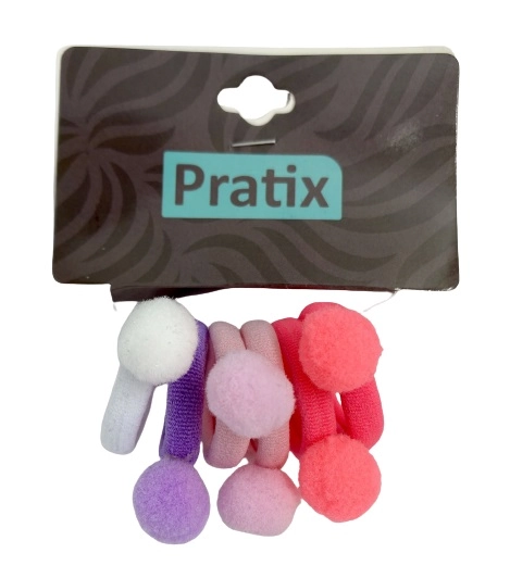Amarrador Elastico Pompom 6un Rosa W522 Pratix