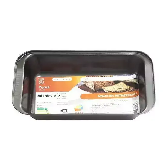 Forma Assadeira de Aço Carbono Antiaderente para Bolo e Pão Retangular 27x15x6cm