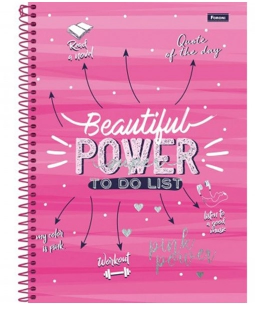 Caderno Univ Cd 15m 240fls Pink Power 31.6316 3 Foroni