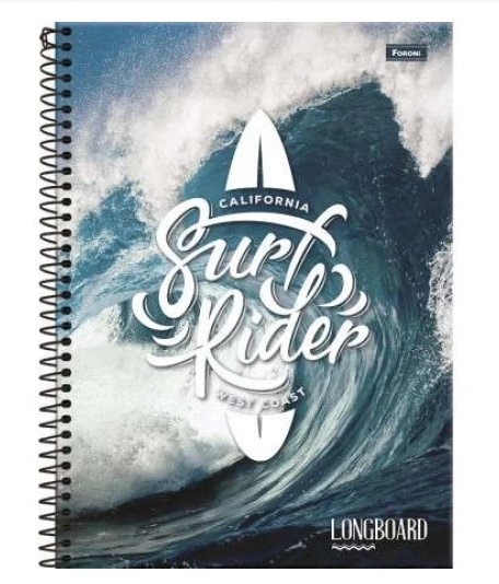Caderno Universitário Capa Dura 1 Matéria Longboard Foroni 80 Folhas
