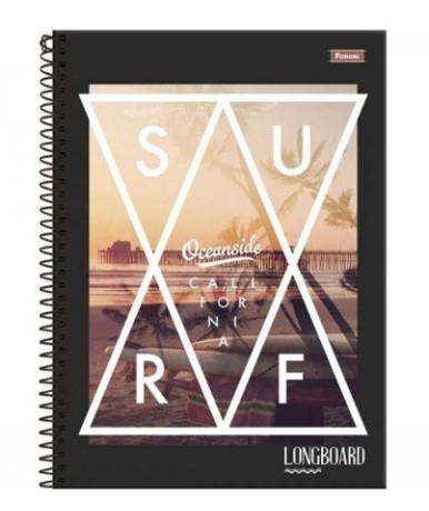 Caderno Universitário Capa Dura 15 Matérias Longboard Foroni 240 Folhas
