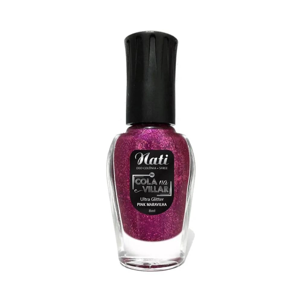 Esmalte Nati Cola Na Vilar Glitter Pink Maravilha 8ml