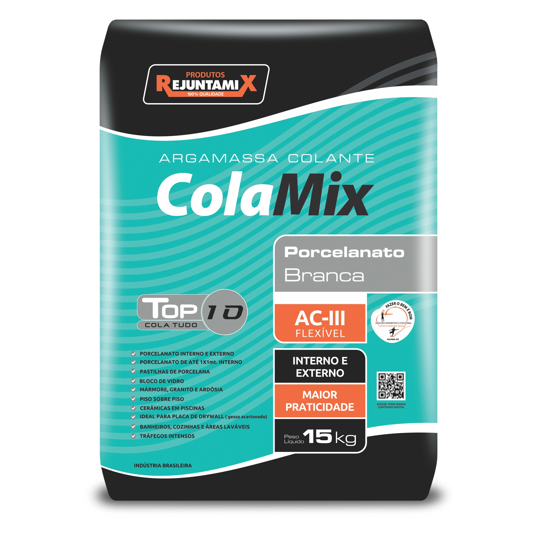 Argamassa ACIII Interno e Externo 15kg Branco Colamix Rejuntamix