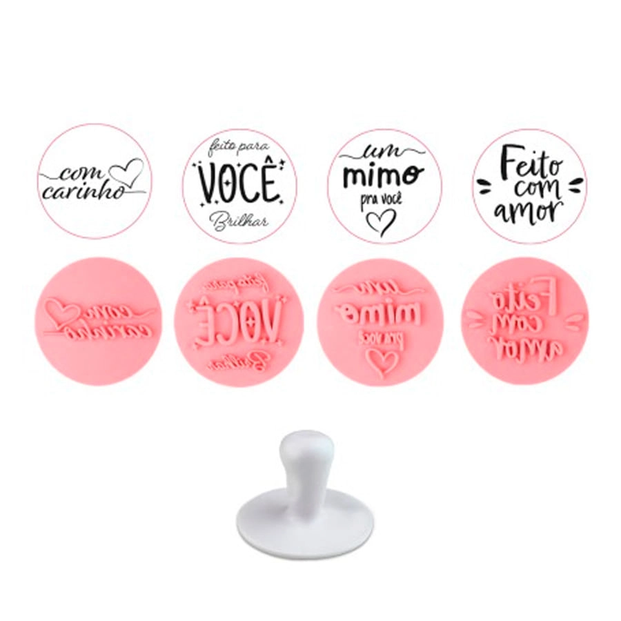 Kit Carimbos Frases Mimos Rosa Bebe 5cm 5pc 411874 Bluestar