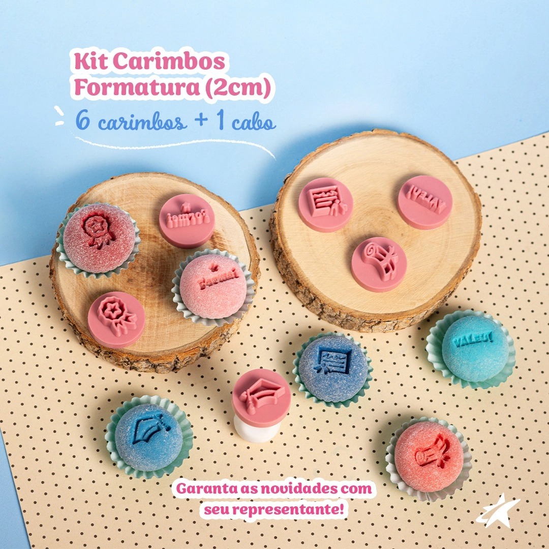 Kit Carimbo Formatura Amarelo C/7 2cm Bluestarnet