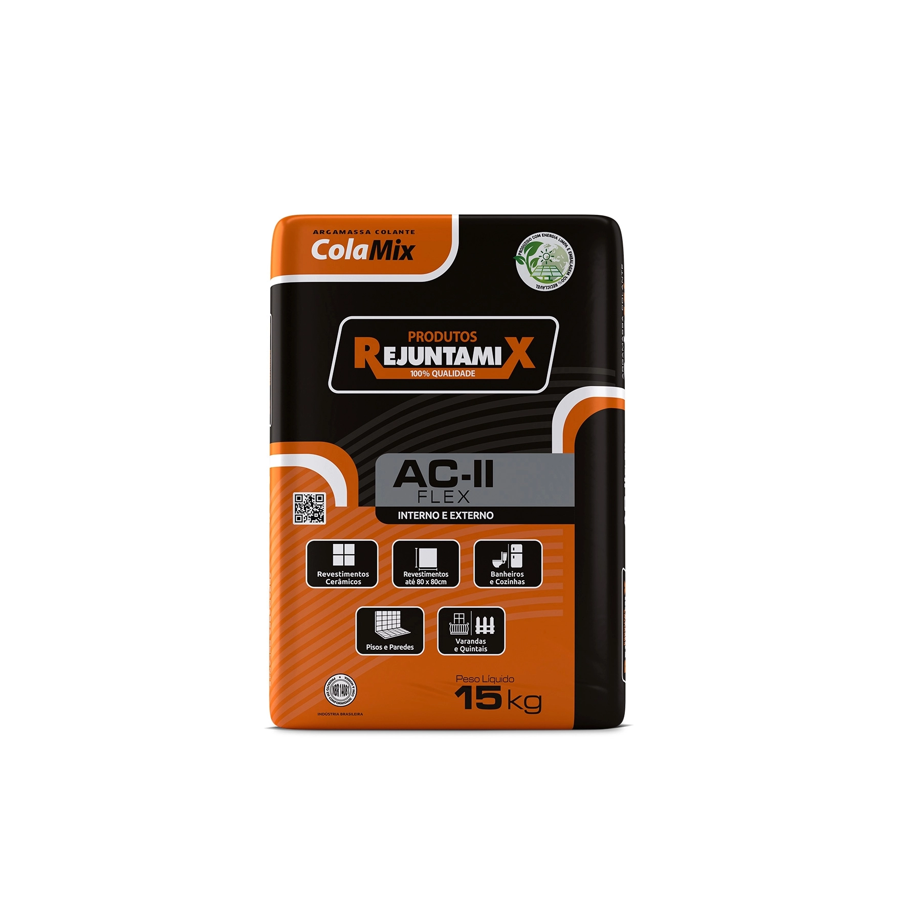 Argamassa ACII Interno e Externo 15kg Cinza Rejuntamix