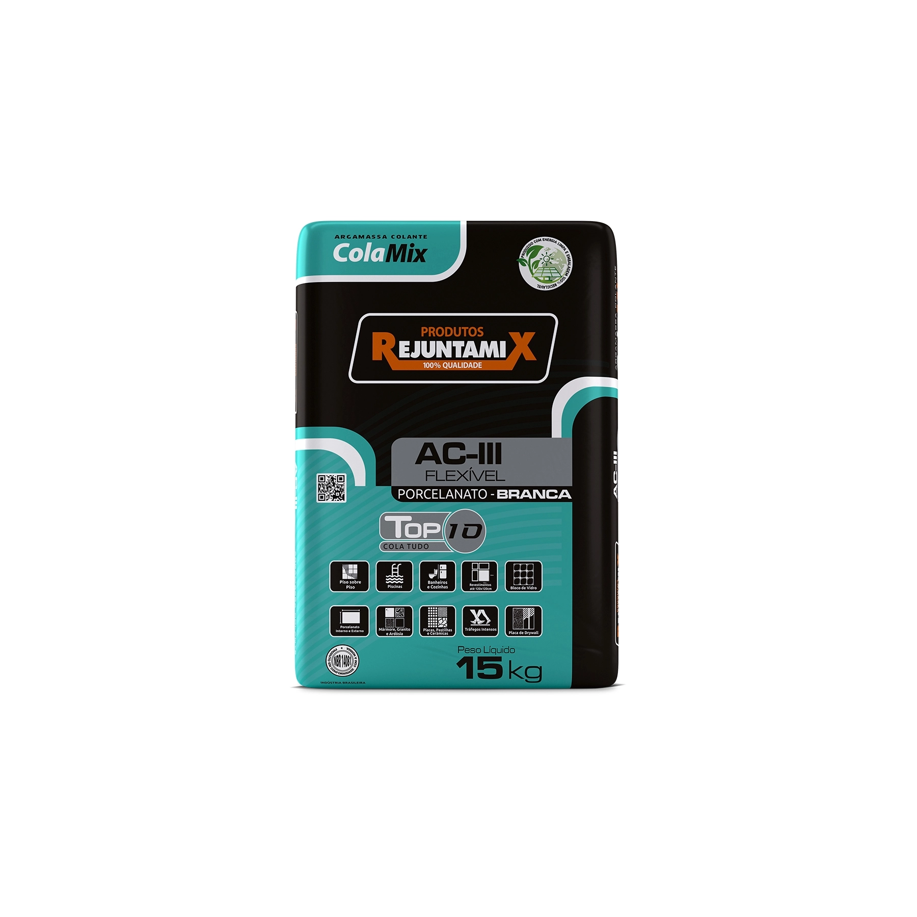 Argamassa ACIII Interno e Externo 15kg Branco Colamix Rejuntamix