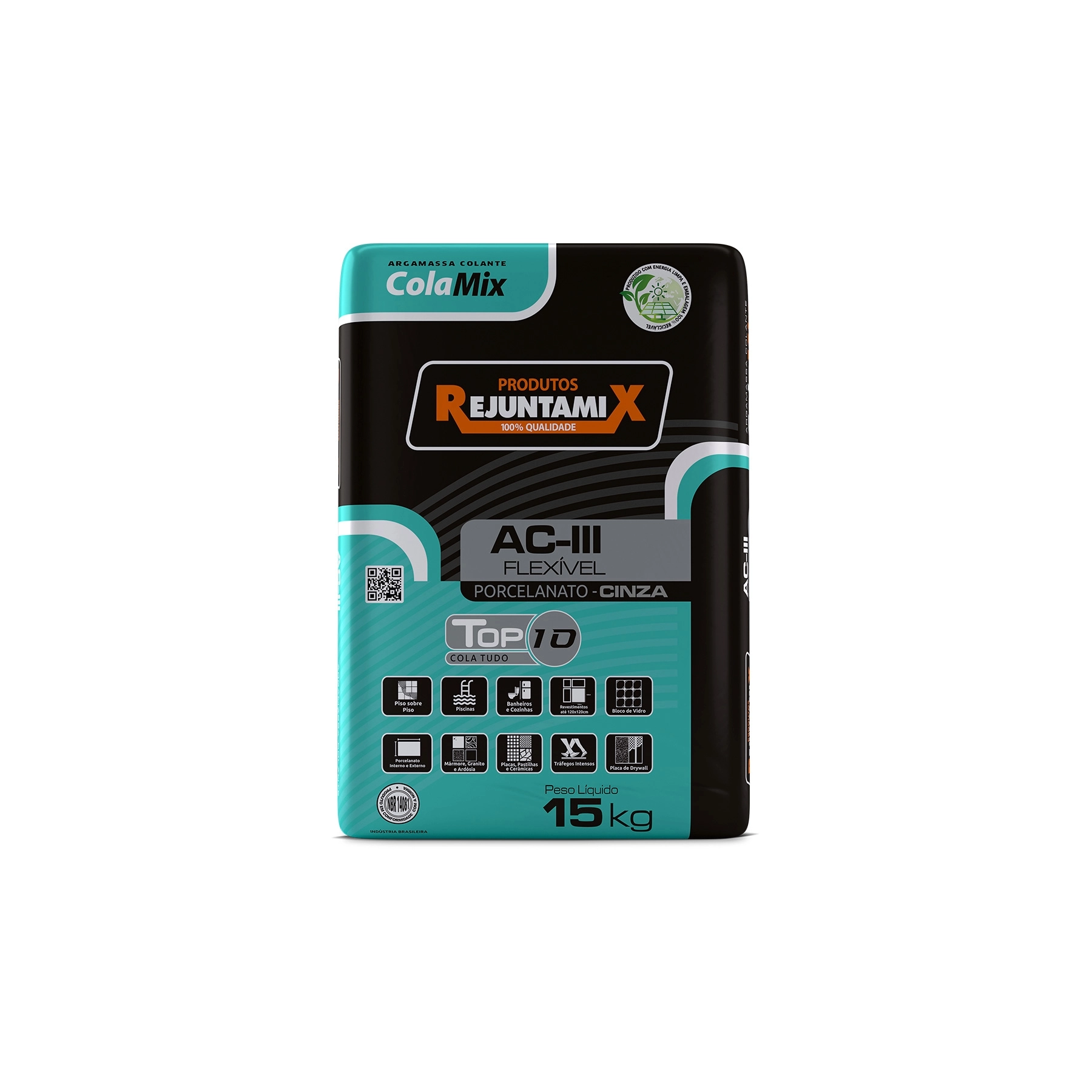 Argamassa ACIII Interno|Externo 15kg Cinza Colamix TOP 10 Rejuntamix