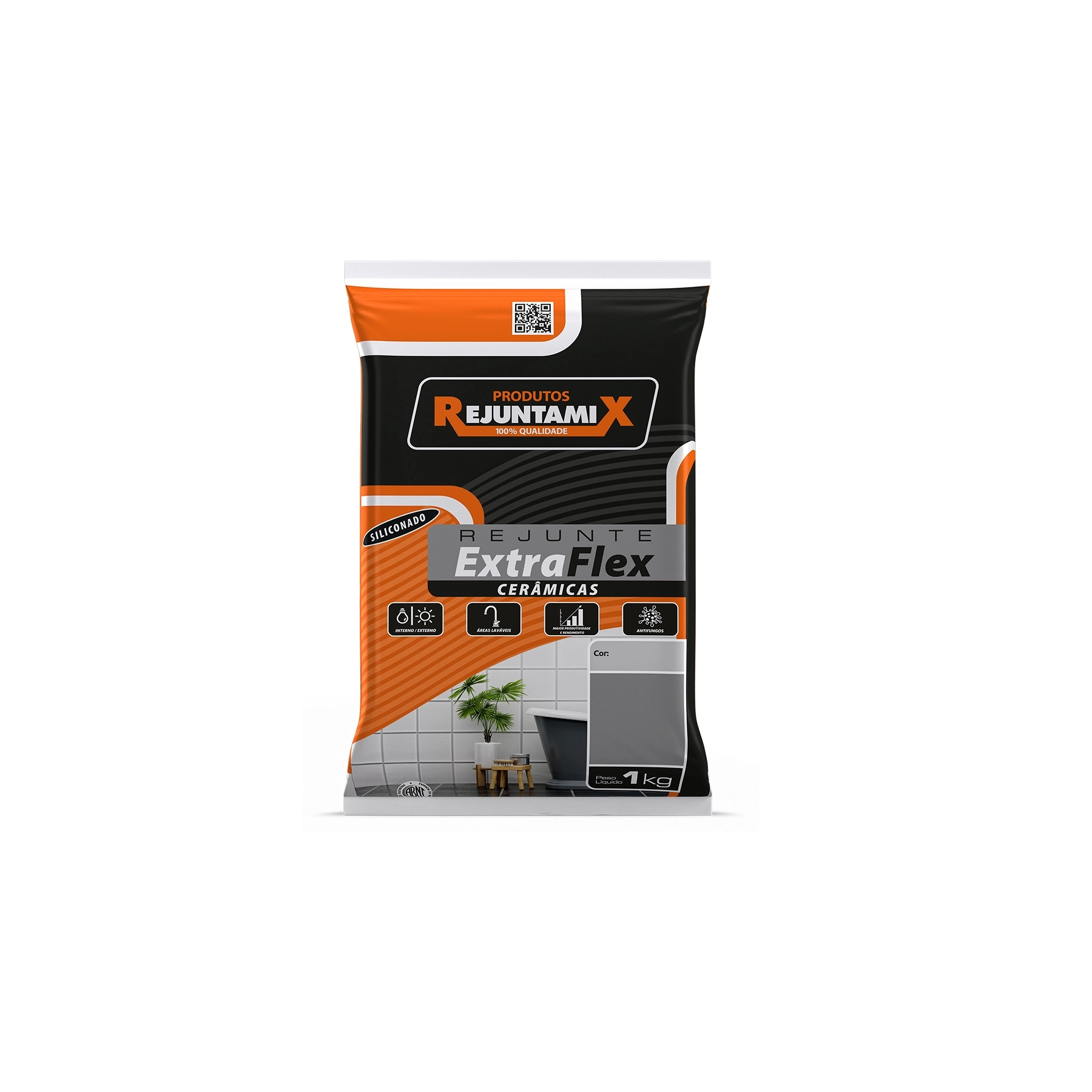 Rejunte Cimentício Flexível Cinza 1 Kg Rejuntamix