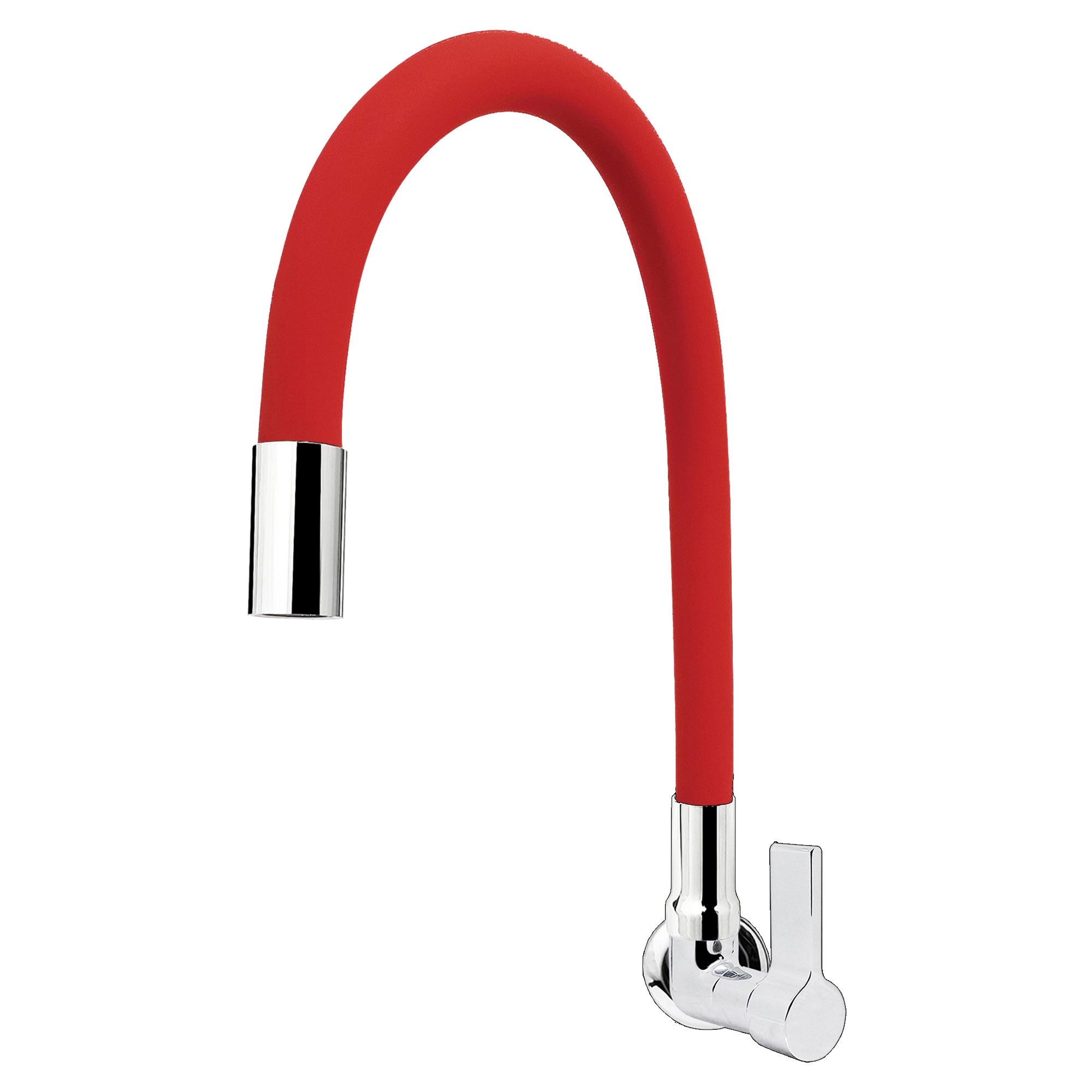 Torneira para Parede de Cozinha Bica Alta Cromada e Vermelha Colors Flex C70 Tidra