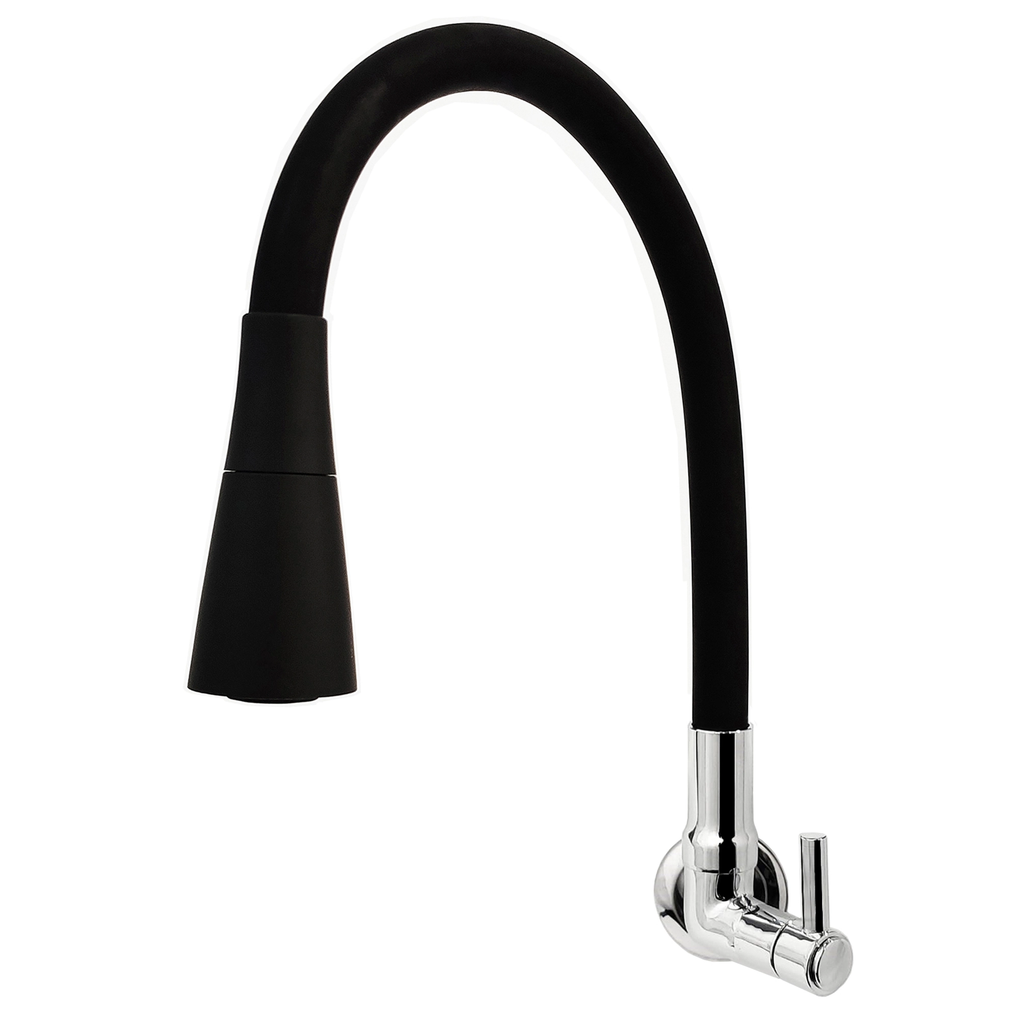 Torneira para Parede de Cozinha Bica Alta Preta Colors Flex Cone C62 Tidra
