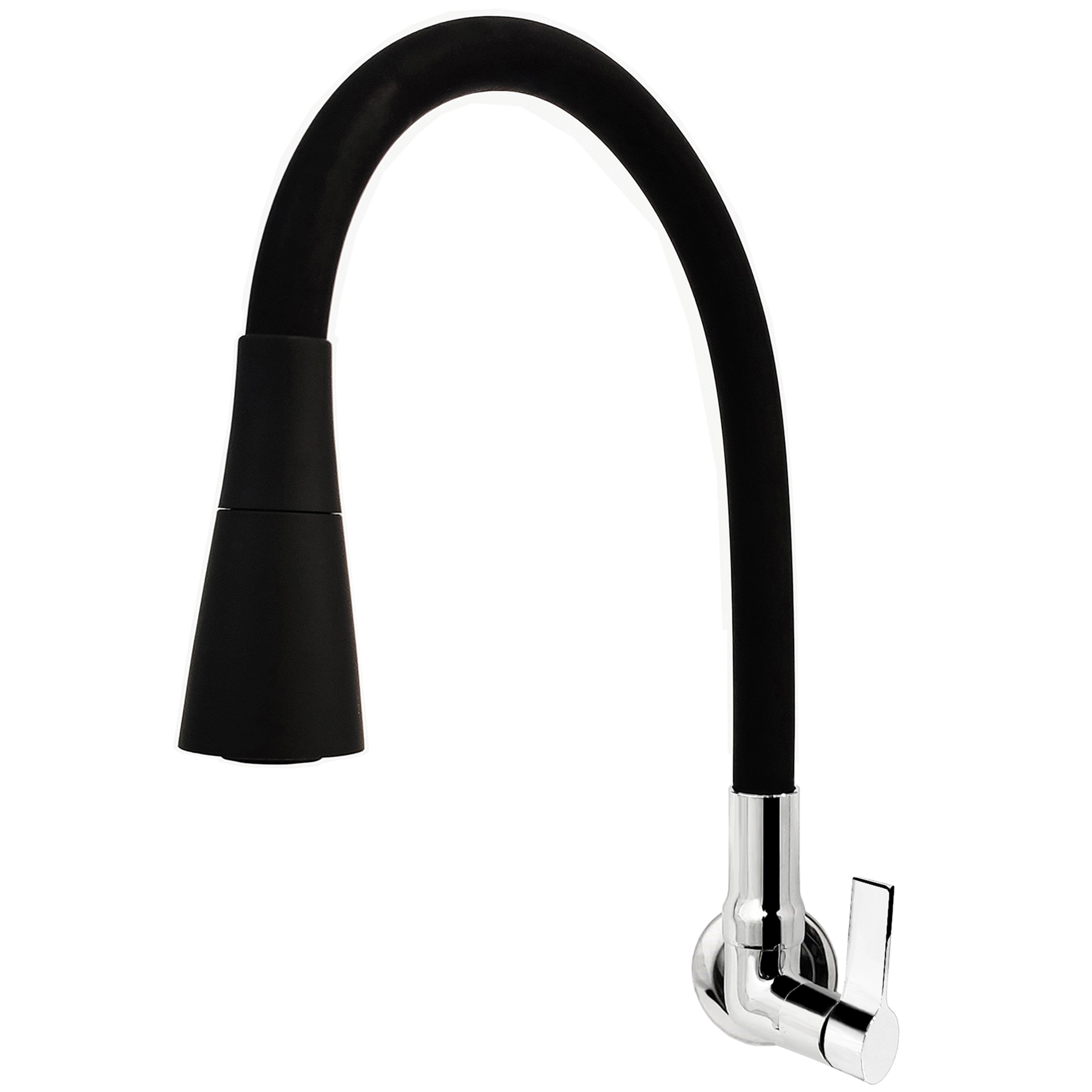 Torneira para Parede de Cozinha Bica Alta Cromada e Preta Colors Flex Cone C70 Tidra