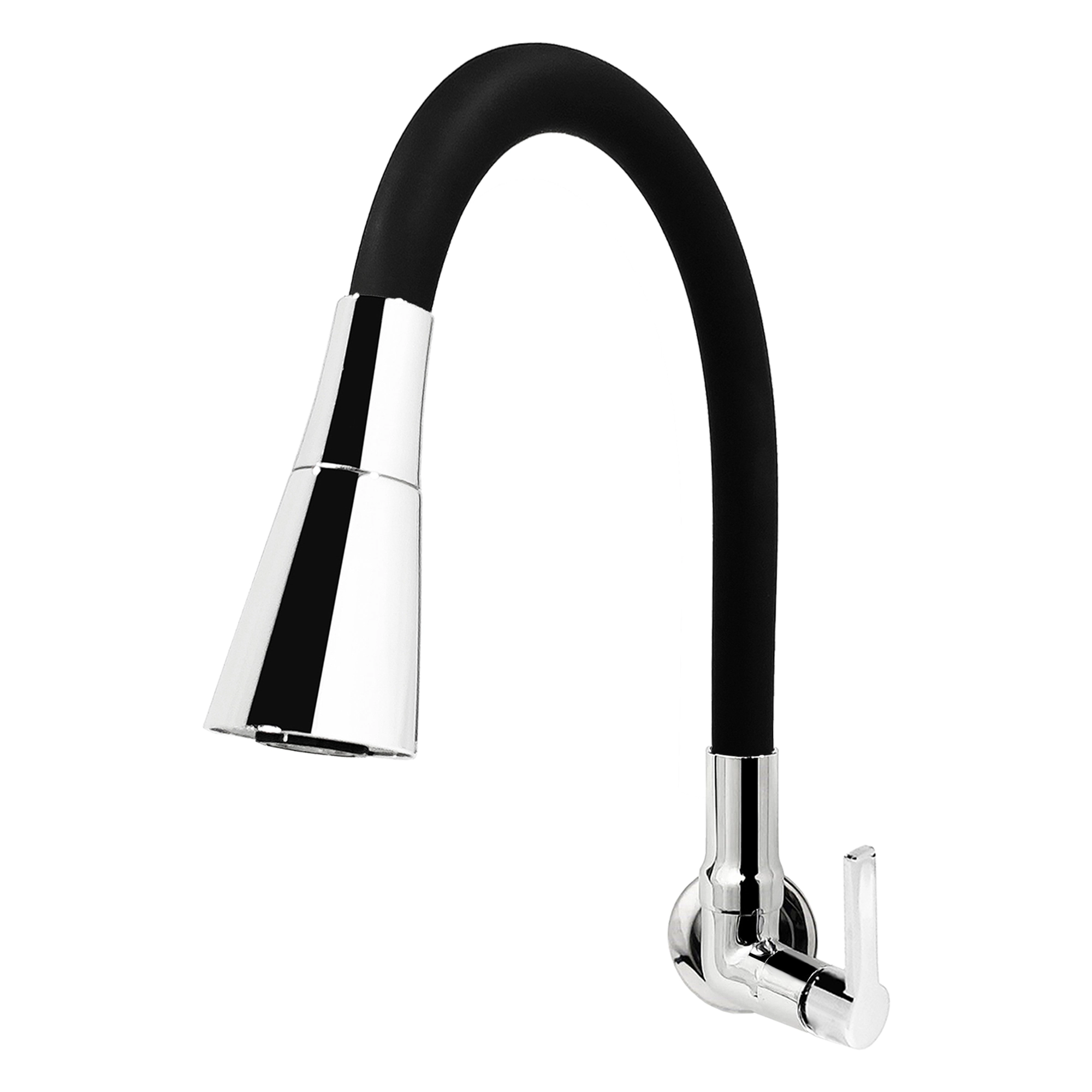 Torneira para Parede de Cozinha Bica Alta Preta Colors Flex Cone Cromada C80 Tidra