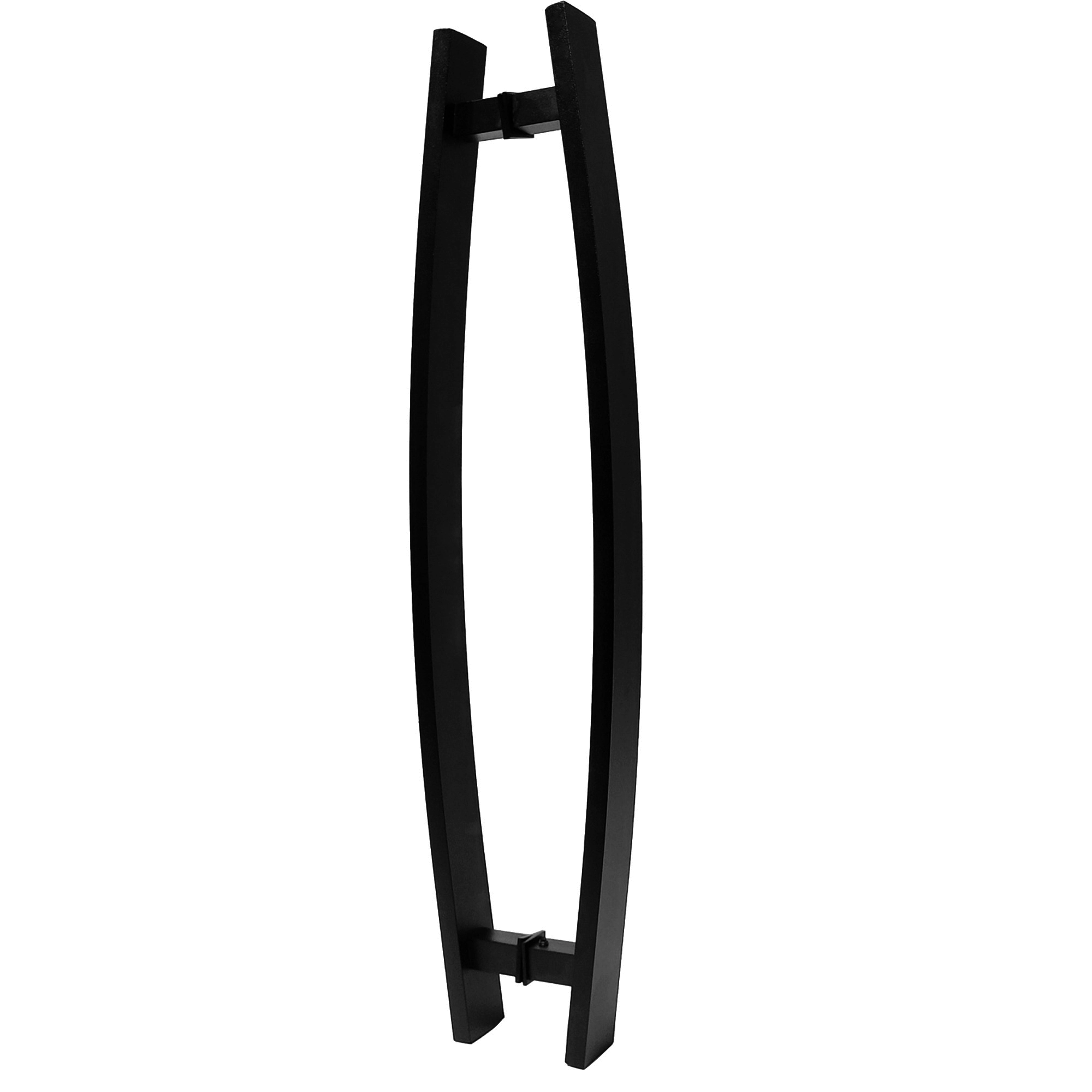 Puxador Para Porta Barra Chata Curvo 60 Cm X 4 Cm Preto Fosco
