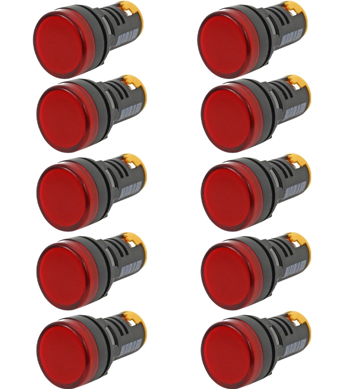 Kit 10 Sinaleiro Led Ad22 22mm 220v Vermelho Stark