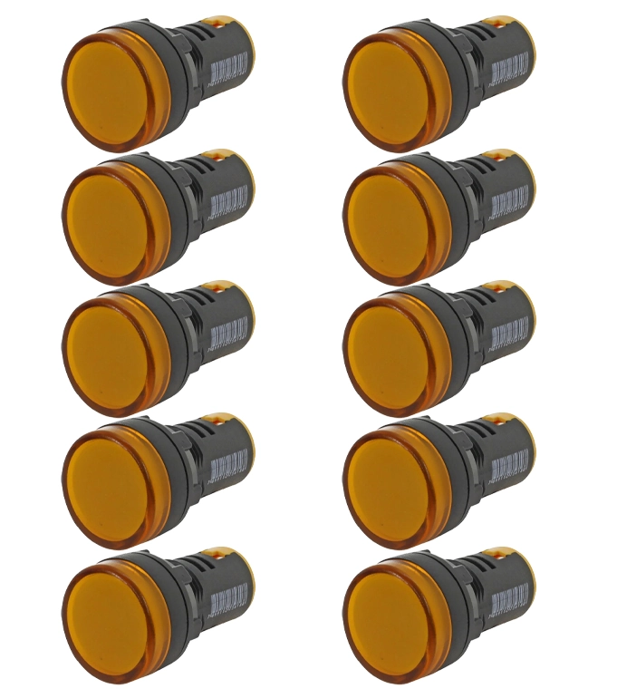 Kit 10 Sinaleiro Led 22mm Amarelo 220v Stark