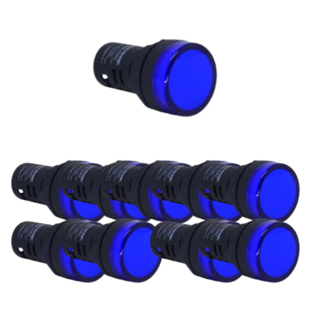 Kit 10 Sinaleiro Led Ad22-22mm 220v Azul Stark