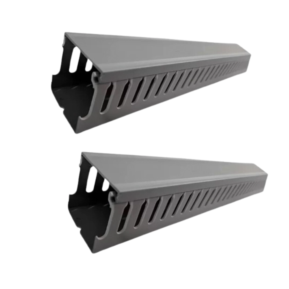 Kit 2 Canaleta 1 Metro  Ventilada Cinza 20x20x1000  (axlxc)