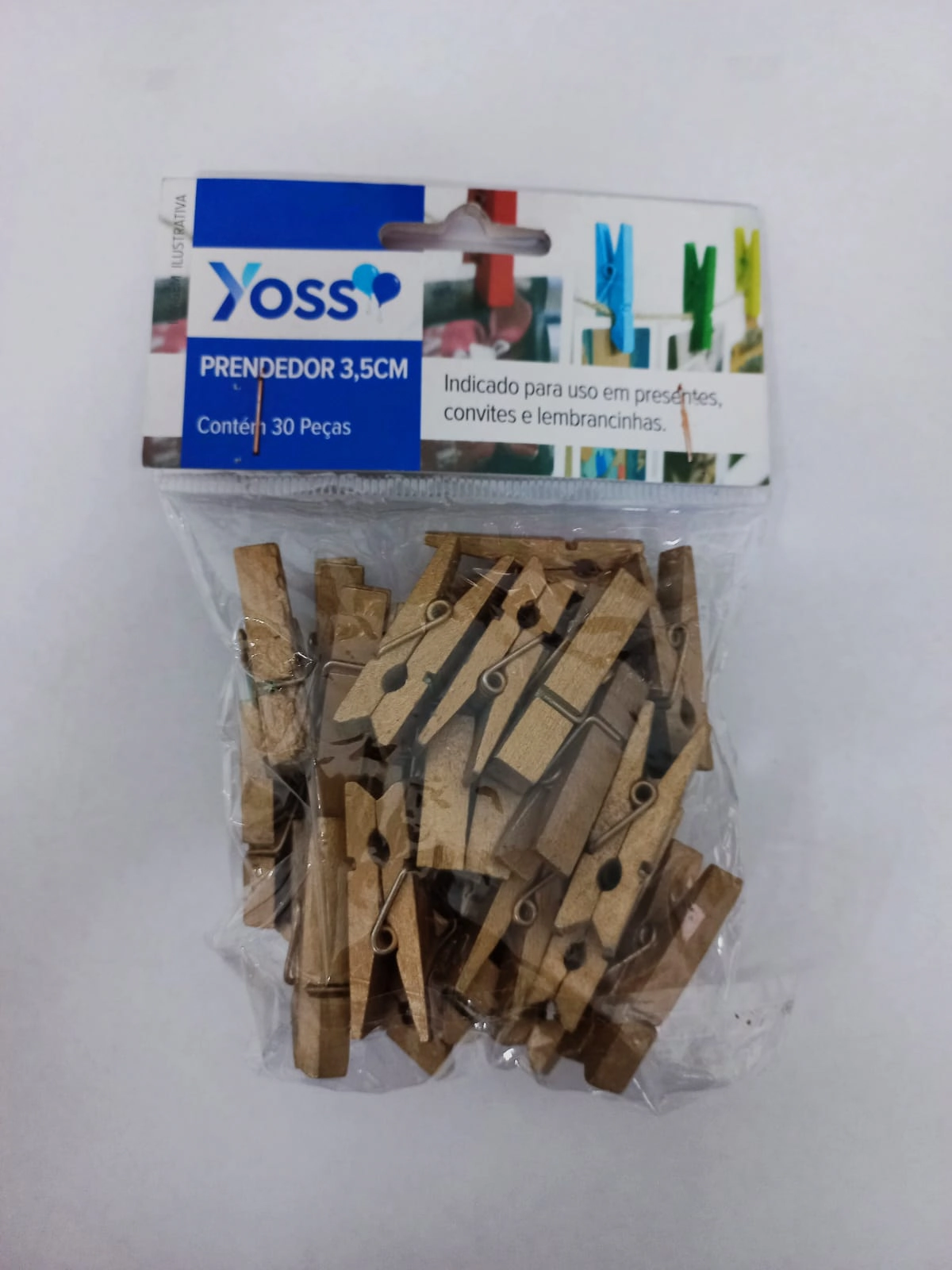 Mini Prendedor Madeira Dourado 3x5cm 30un 0107 Yoss