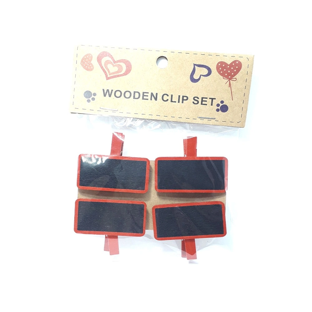 Mini Prendedor Madeira Lousinha Vermelho 4un 0118 Yoss