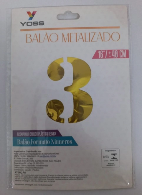 Balao Metalizado N3 Dourado 16 40cm 247 3 Yoss