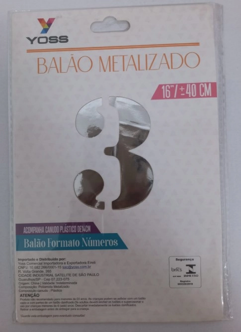 Balao Metalizador N3 Prata 16 40cm 260 3 Yoss