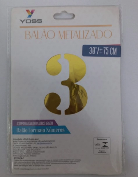 Balao Metalizado Dourado N3 75cm 400 3 Yoss