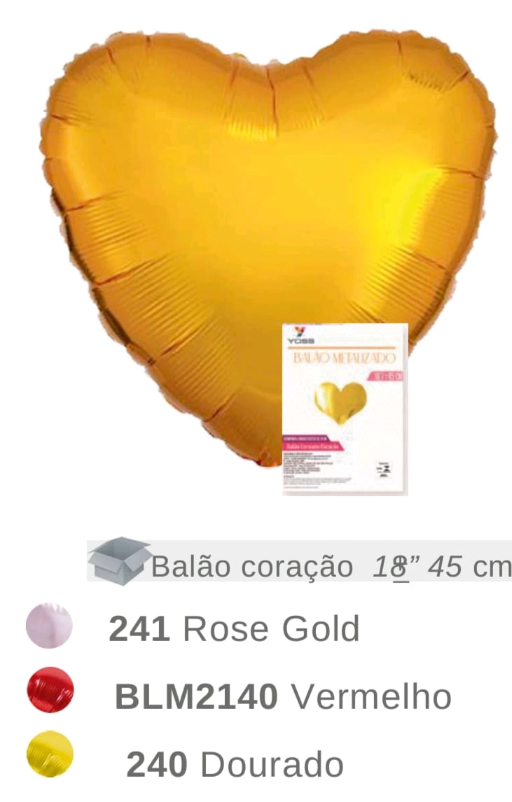 Balao Metal Coracao 10pol 2u