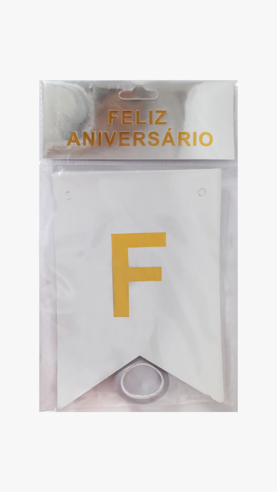 Cordao Feliz Aniversario Prata Letras Douradas 5m 12x17cm 3973 Yoss