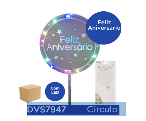 Topo De Bolo Circulo Com Luz, 23cm,