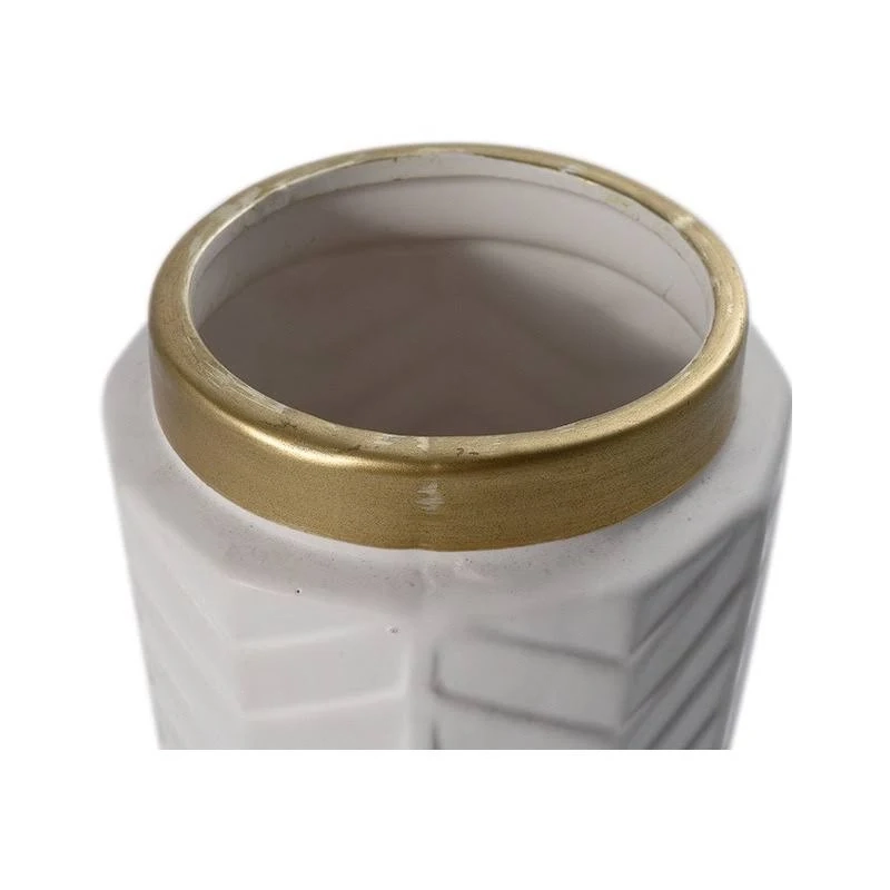Vaso Branco E Dourado Em Ceramica 10313 Mart