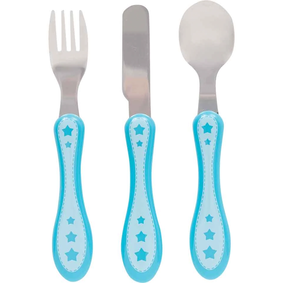 Conjunto de Talheres - 3 Peças - Estrelinha - Azul - Buba