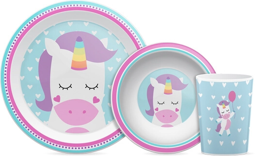 Conjunto de Refeição - 3 Peças - Animal Fun - Unicórnio - Buba