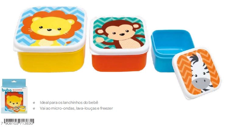 KIT 3 POTINHOS ANIMAIS BUBA 11383 POTE COM TAMPA PASSEIO