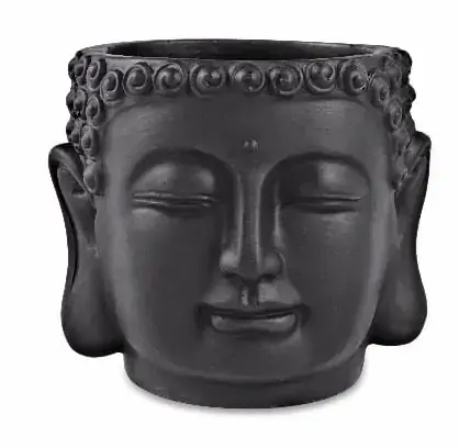 Vaso Mart Cimento Preto Grande Buda Ref11891
