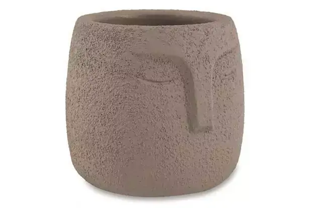 Cachepot Redondo em Cimento 9x9,5cm Cinza
