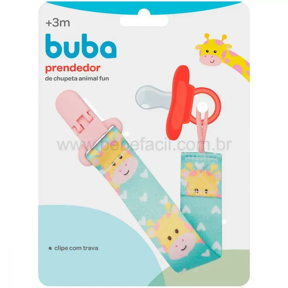 PRENDEDOR DE CHUPETA UNIVERSAL GIRAFA MENINA 3M+ BUBA
