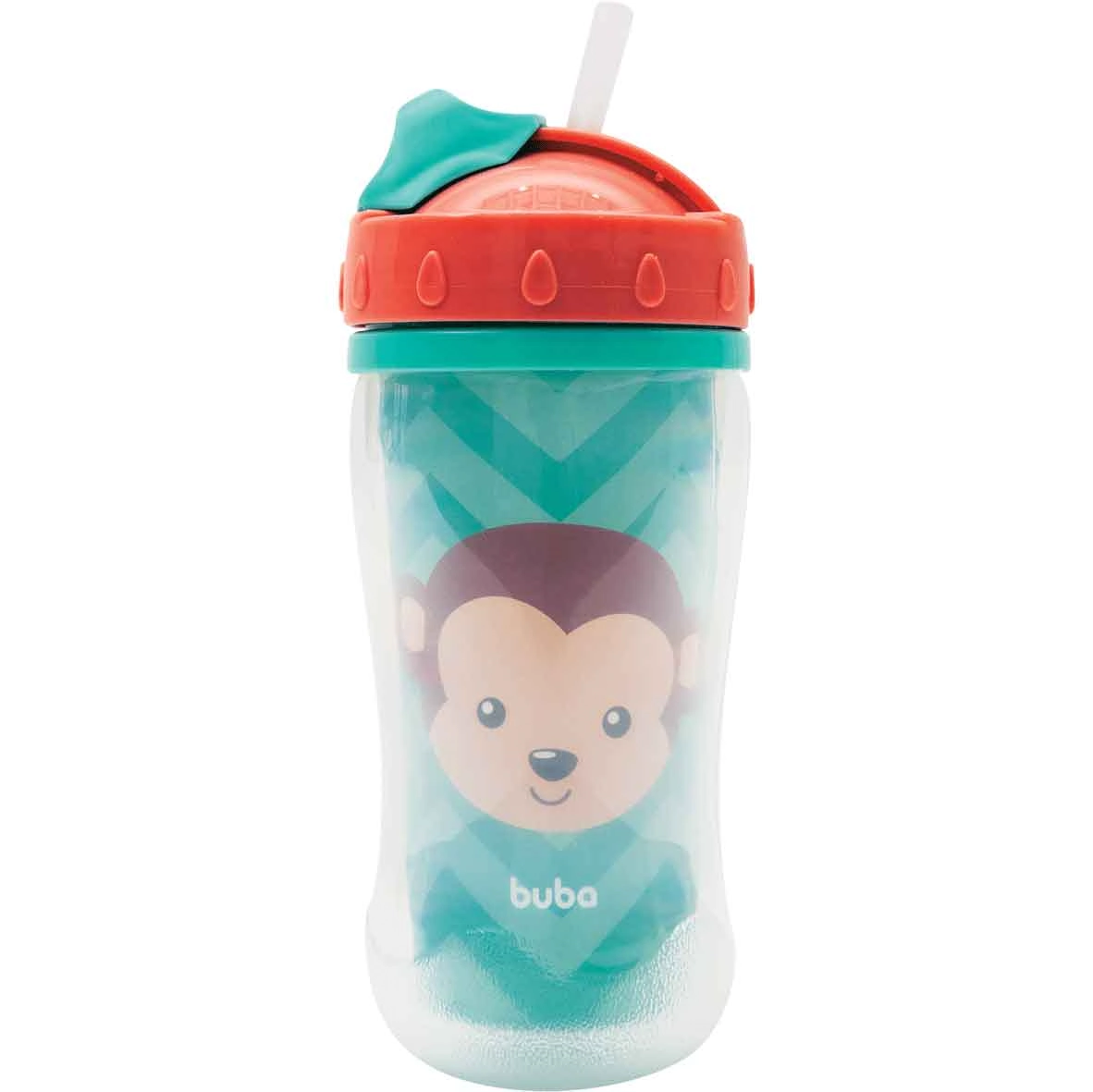 Copo Parede Dupla C/ Canudo Animal Fun Macaco Buba