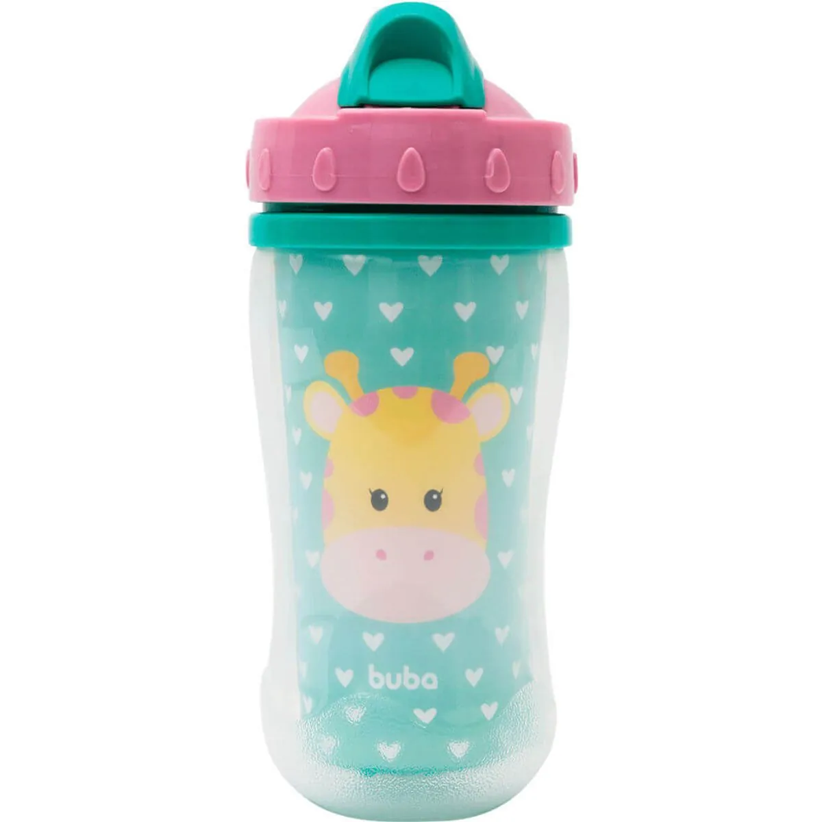 Copo Parede Dupla C/Canudo - Animal Fun - Girafa - Buba