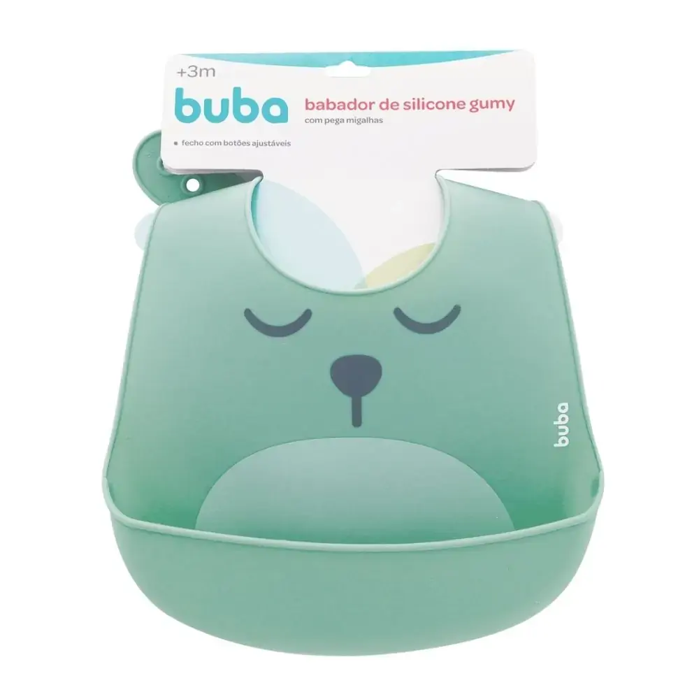 Babador de Silicone Gumy Buba com Porta Migalhas Verde 12094