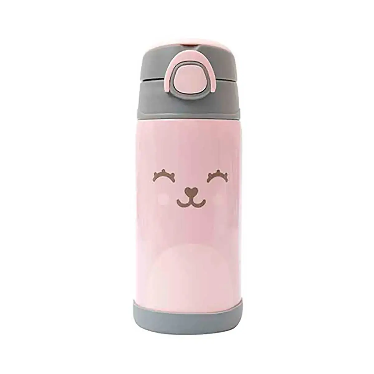 Copo Térmico Parede Dupla Com Canudo 400ml Gumy - Rosa - Buba