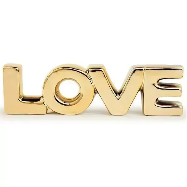 Palavra Decorativa Love em Ceramica Dourado MART 12151