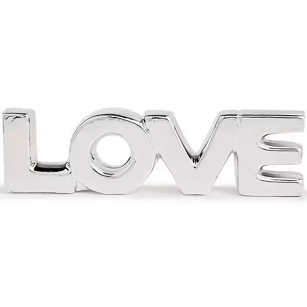 Palavra Decorativa Love em Ceramica Prata MART 12153