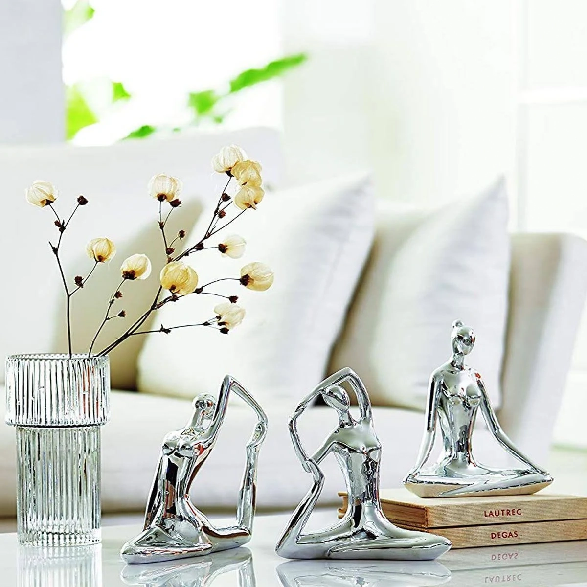 Escultura Yoga Prata Porcelana 12169 Mart