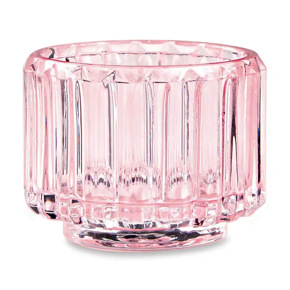 Porta Velas Rosa De Vidro Cod12298