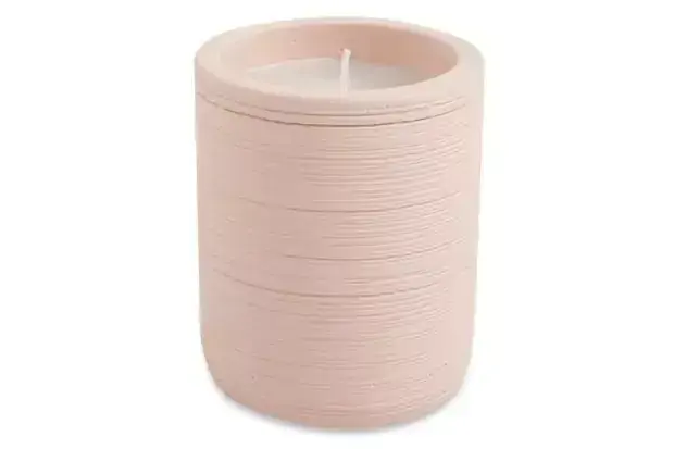 Vela Decorativa Redonda com Suporte em Cimento 12x8cm Nude
