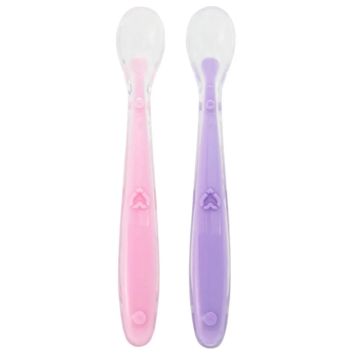 Kit Colher Silicone Baby 2 Pecas Rosa/lilas