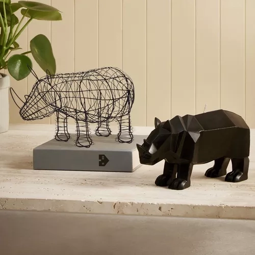 Escultura Rinoceronte Em Metal 14833 Mart