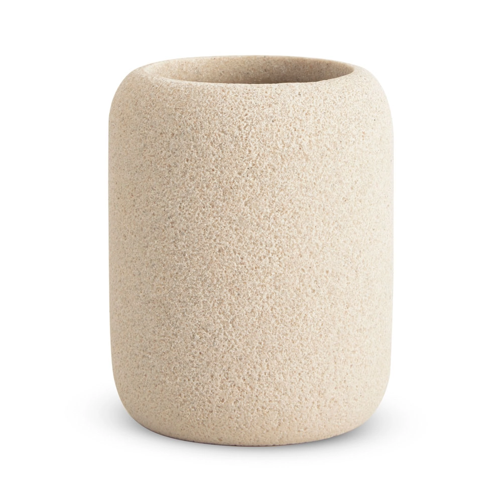 Copo Porta Escova De Dente Em Poliresina Bege 10cm 17581 Mart